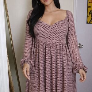 Abercrombie & Fitch Mauve Printed Sweetheart Midi Dress